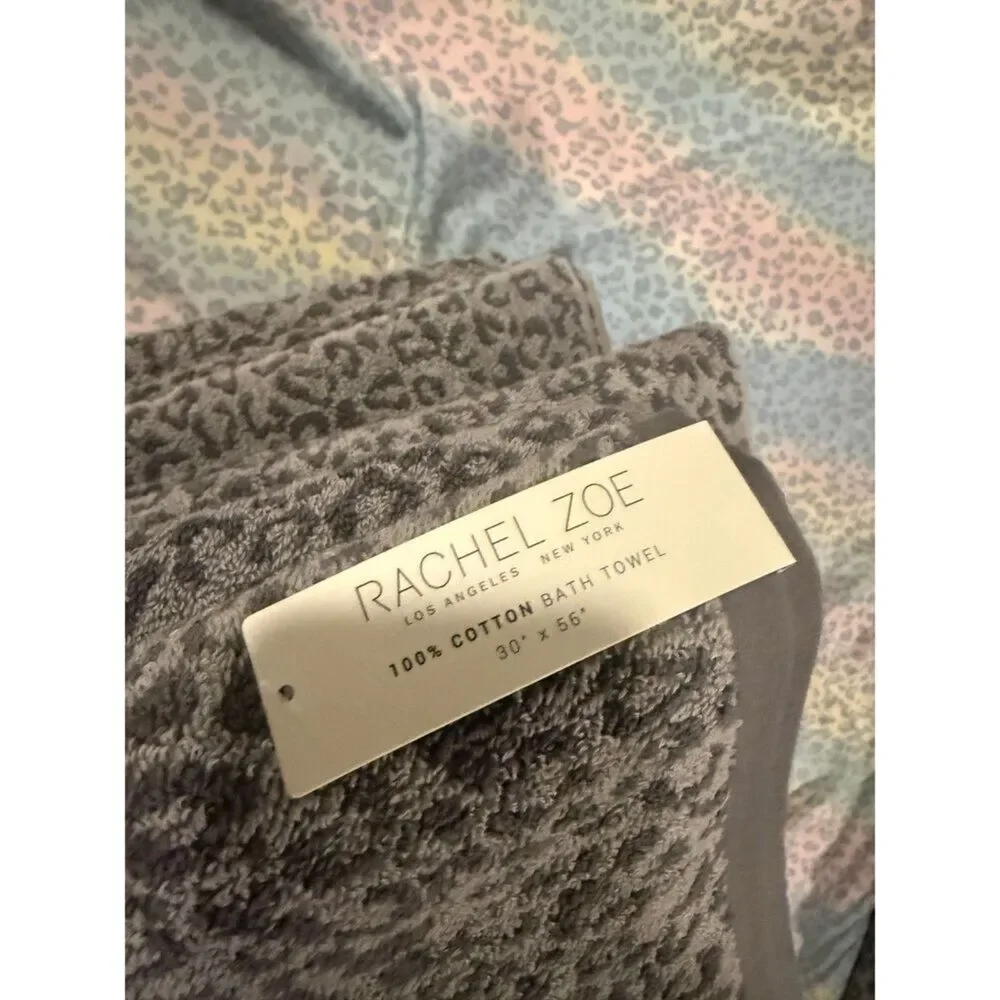 Rachel Zoe Leopard cheetahTowel Set 100% Cotton Bath, Hand Washcloths NWT